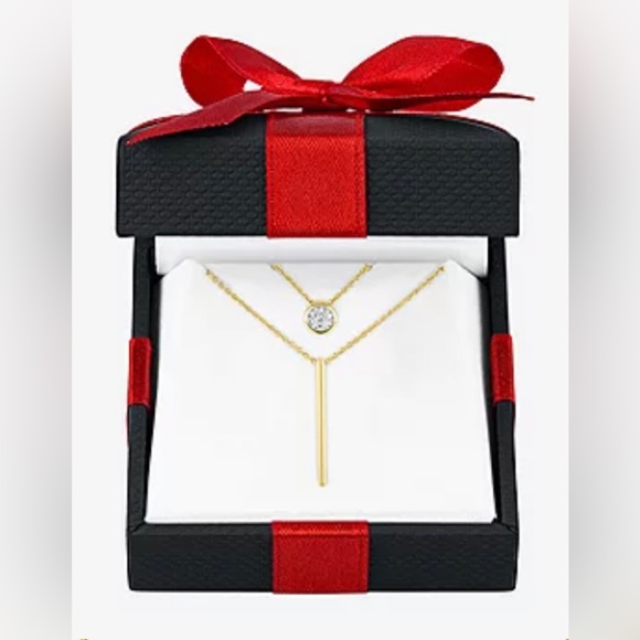 Two piece diamond accent bar necklace set in 14K gold over silver. New. - Picture 4 of 9